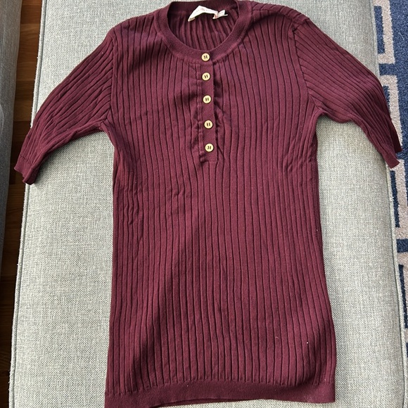 Tory Burch Luisa Short-sleeve Knit Sweater In Dark Imperial Size M - Picture 7 of 11